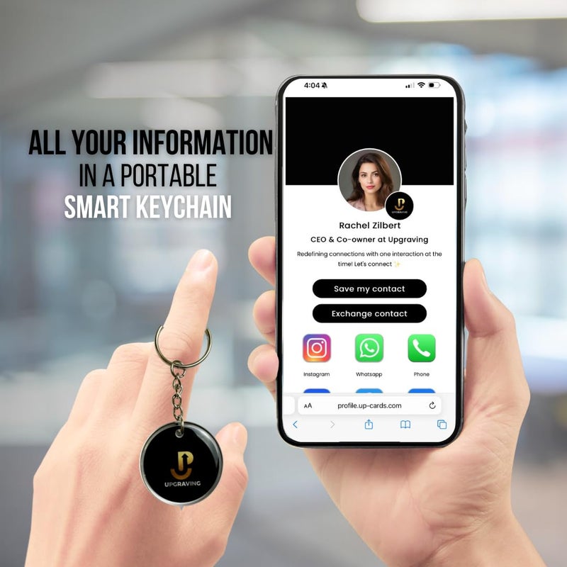 Upgraving Smart Keychain Digital Business Card - Intelligent Tap to Share Contact Info Keychain- Waterproof NFC Tag- Personalized Digital Profile- Share Info  Social Media  Apps  payments  and more - Image 5